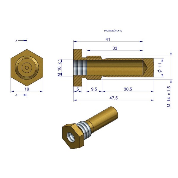 Końcówka dwuwskaźnika mosiężna 5002475/1 | Exvi
