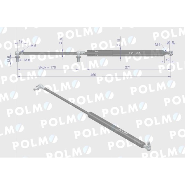 Siłownik szyby przedniej szyby tylnej 5089567P | Exvi