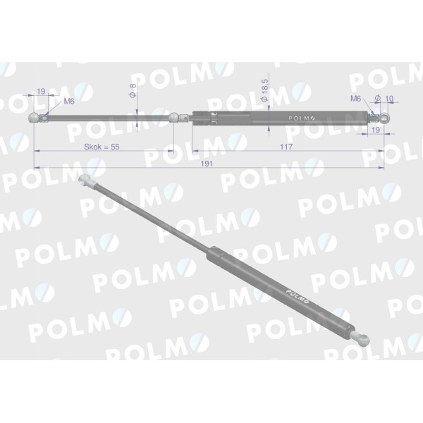 Siłownik drzwi L max. 191mm 5191711P CASE IH NEW | Exvi