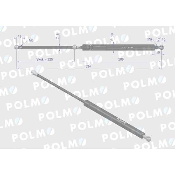 Siłownik szyby przedniej tylnej L max. 4415238P | Exvi
