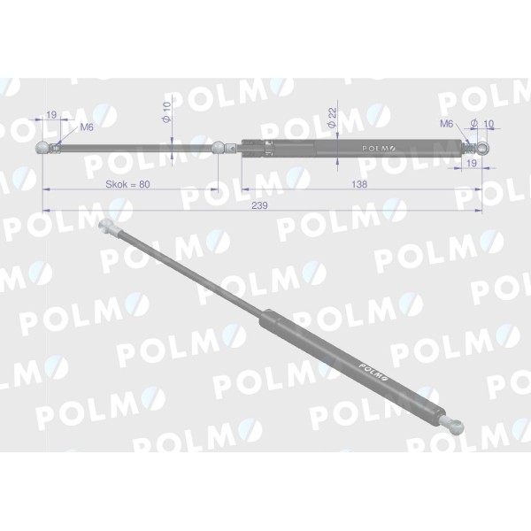 Siłownik drzwi L max. 239mm 4428680P DEUTZ HÜRLIMANN | Exvi