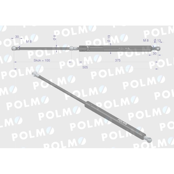 Siłownik szyby przedniej tylnej drzwi L 4402638P | Exvi