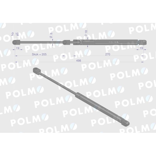 Siłownik drzwi L max. 500mm CA516716P FENDT POLMO | Exvi