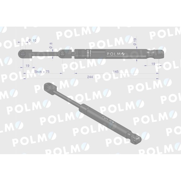 Siłownik drzwi L max. 245mm AL110629P JOHN DEERE | Exvi