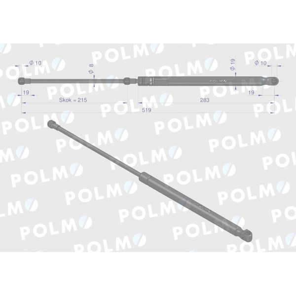 Siłownik szyberdachu L max. 519mm AL160699P | Exvi