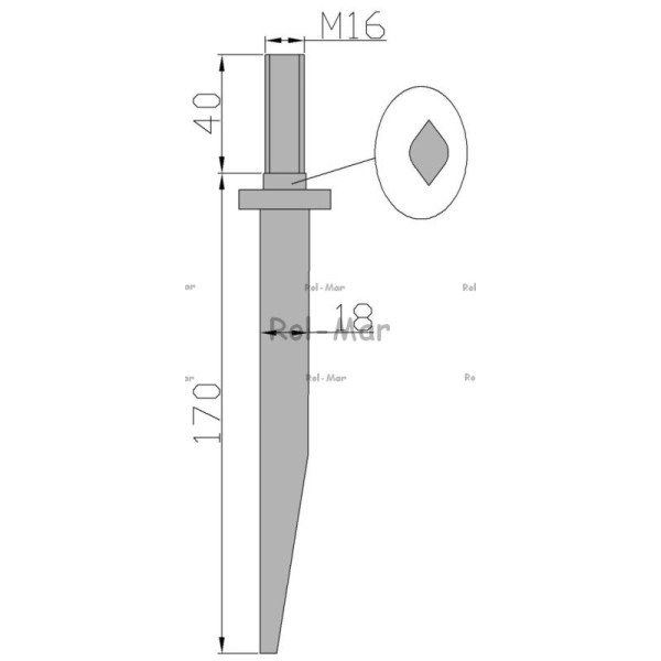 Ząb brony 16x170 M16 ( sprzedawane po 20 ) 1267010010 | Exvi