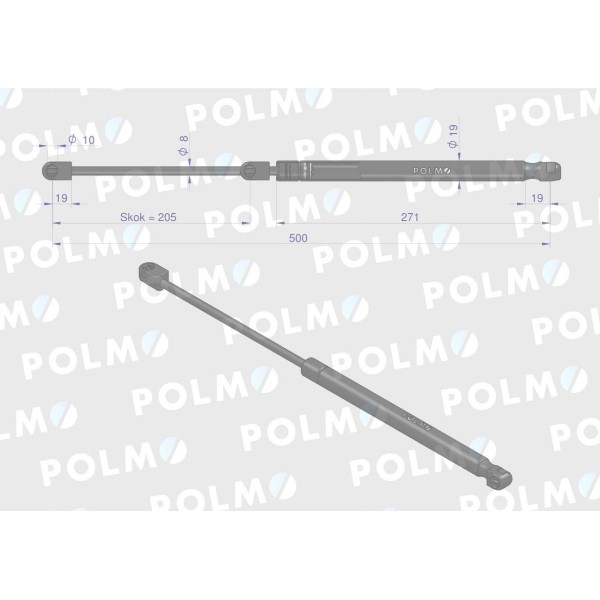 Siłownik drzwi L max. 500mm K302896 CASE IH K302896P | Exvi