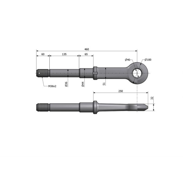 Ucho dyszla D-47 Fi40mm M36x2 Przyczepa 7130100000 | Exvi