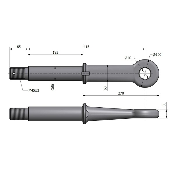 Ucho dyszla D-50 Fi40mm M45x3 Przyczepa 6070100010 | Exvi