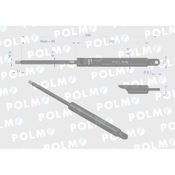 Siłownik szyby tylnej szyberdachu L max. AL28598P | Exvi