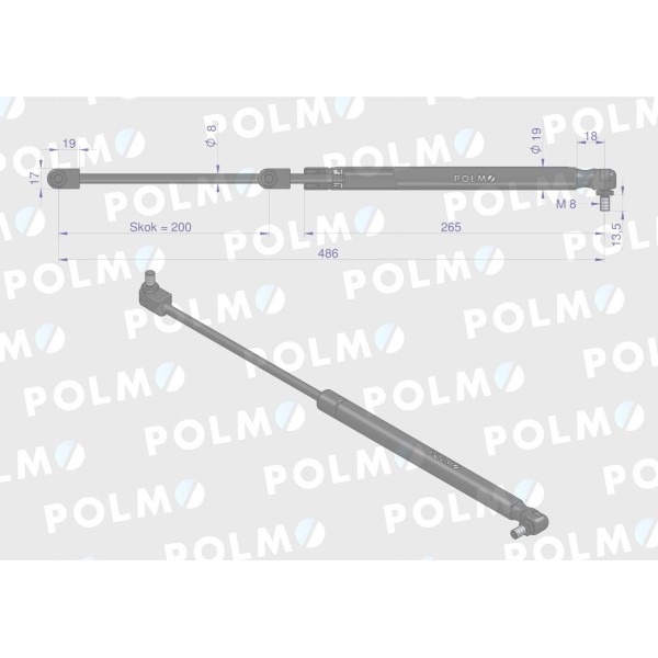Siłownik szyby przedniej tylnej drzwi L 3904695M1P | Exvi