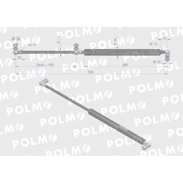 Siłownik drzwi L max. 500mm 3380149M1P MASSEY | Exvi