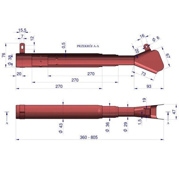 Przewód teleskopowy krótki metalowy 3045590010 | Exvi
