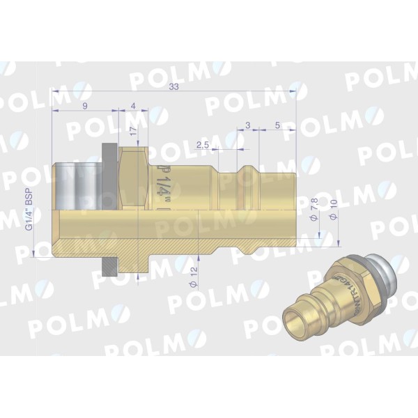 Szybkozłącze pneumatyczne P26 NW7.2 P26WTR14GZP | Exvi