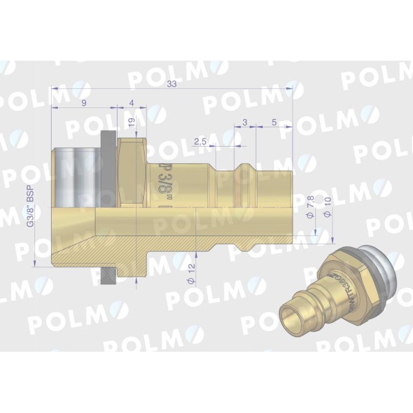 Szybkozłącze pneumatyczne P26 NW7.2 P26WTR38GZP | Exvi