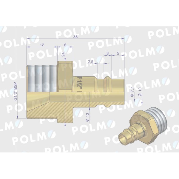 Szybkozłącze pneumatyczne P26 NW7.2 P26WTR12GZP | Exvi