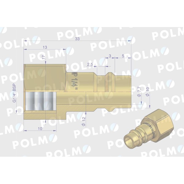 Szybkozłącze pneumatyczne P26 NW7.2 P26WTR14GWP | Exvi