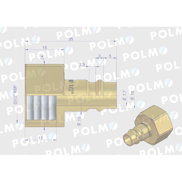 Szybkozłącze pneumatyczne P26 NW7.2 P26WTR12GWP | Exvi