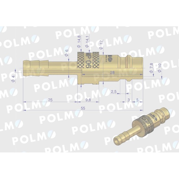 Szybkozłącze pneumatyczne P26 NW7.2 P26WT06MMP | Exvi