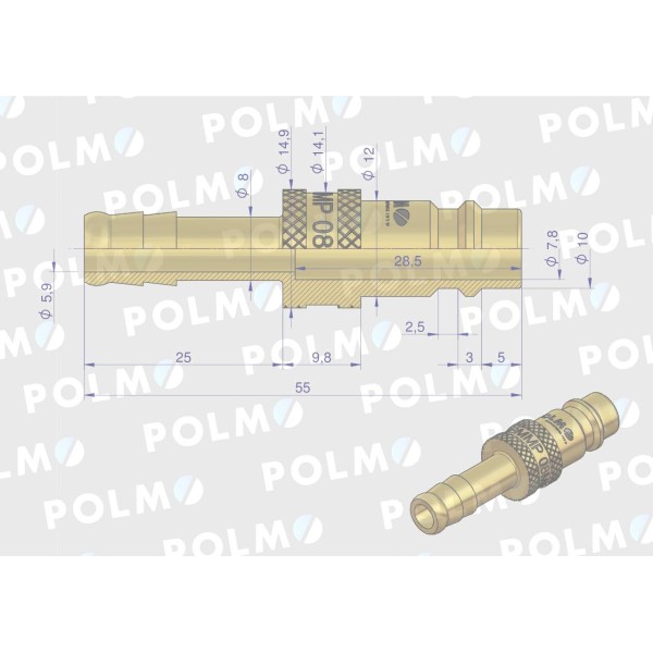 Szybkozłącze pneumatyczne P26 NW7.2 P26WT08MMP | Exvi