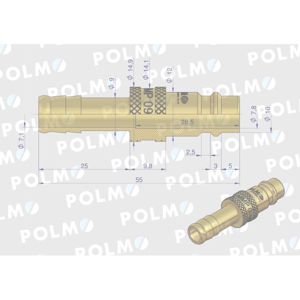 Szybkozłącze pneumatyczne P26 NW7.2 P26WT09MMP | Exvi