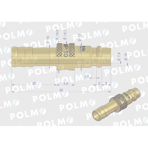 Szybkozłącze pneumatyczne P26 NW7.2 P26WT10MMP | Exvi