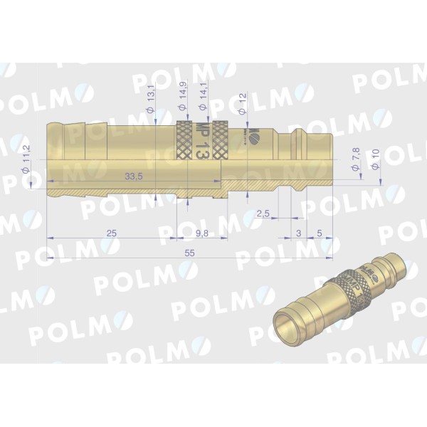 Szybkozłącze pneumatyczne P26 NW7.2 P26WT13MMP | Exvi