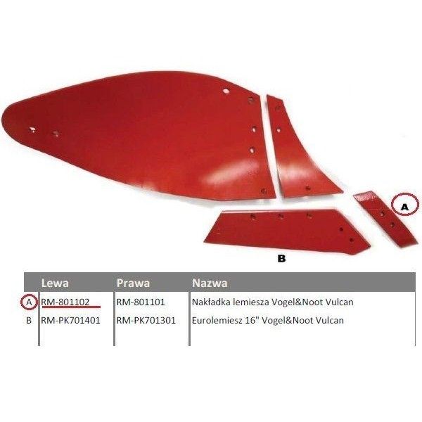 Dłuto, nakładka lemiesza obracalna lewa RM-801102 | Exvi