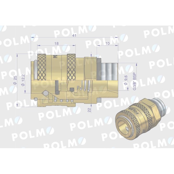 Szybkozłącze pneumatyczne P26 NW7.2 P26GNR38GZP | Exvi