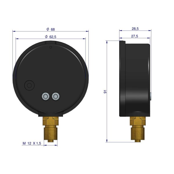 Manometr glicerynowy 0-16 Bar dolne 4002000021 | Exvi