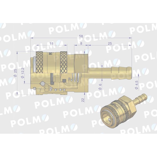 Szybkozłącze pneumatyczne P26 NW7.2 P26GN06MMP | Exvi