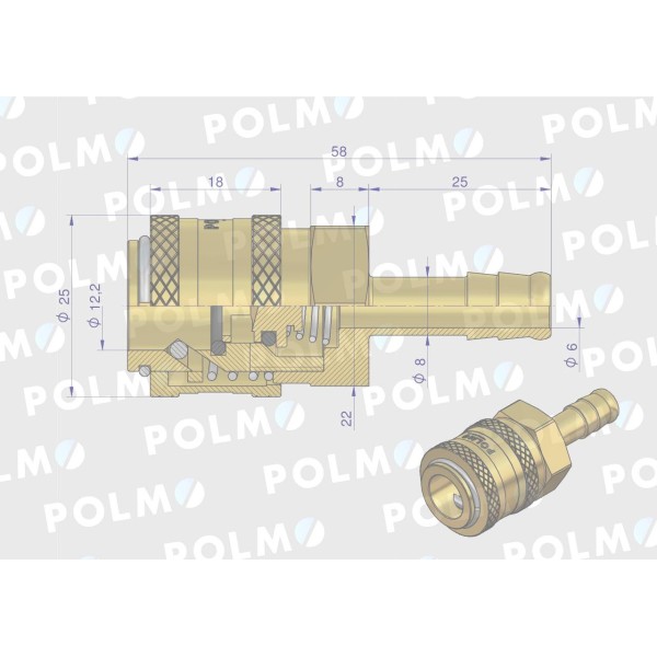 Szybkozłącze pneumatyczne P26 NW7.2 P26GN08MMP | Exvi