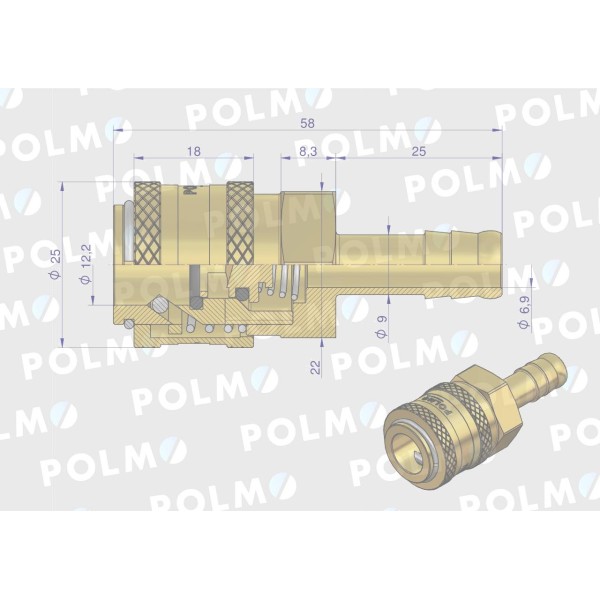 Szybkozłącze pneumatyczne P26 NW7.2 P26GN09MMP | Exvi