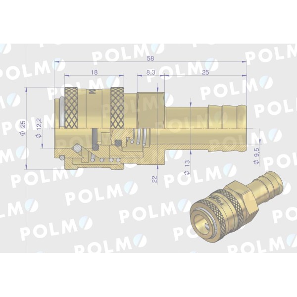 Szybkozłącze pneumatyczne P26 NW7.2 P26GN13MMP | Exvi