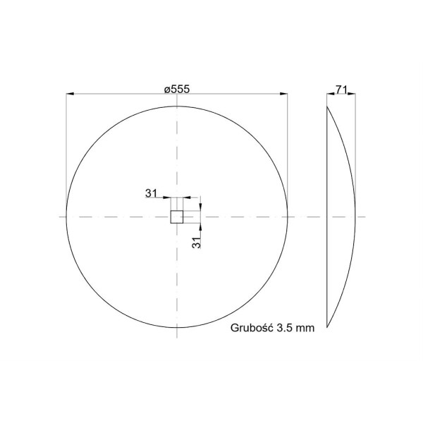 Talerz gładki fi 560 otwór 30x30 stal 5240121214B | Exvi
