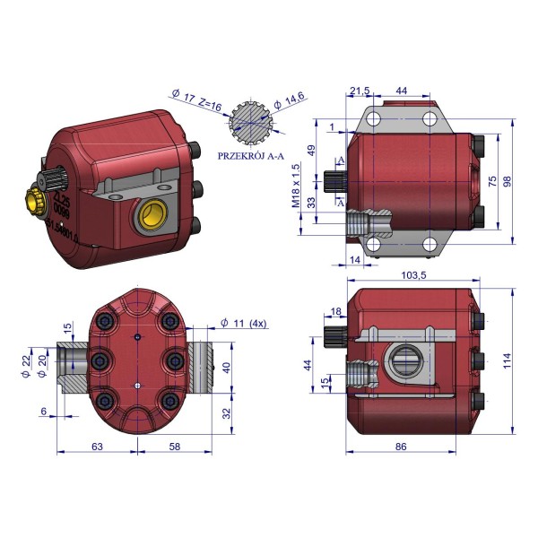 Pompa hydrauliczna podnośnika wzmocniona 46/54-631/0 | Exvi