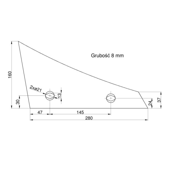 Pierś odkładni lewa dwuotworowa Kverneland RM-073251 | Exvi