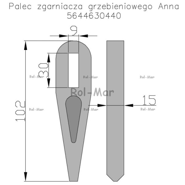 Palec zgarniacza grzebieniowego Anna 5644630440 | Exvi