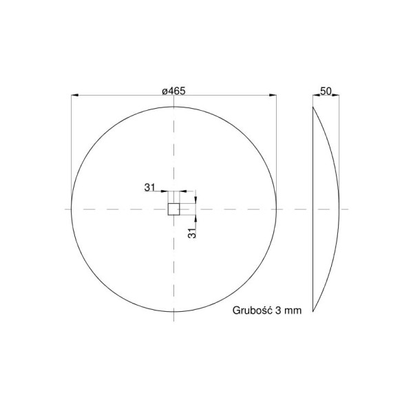 Talerz gładki fi 460 otwór 30x30 stal 1201030040B | Exvi