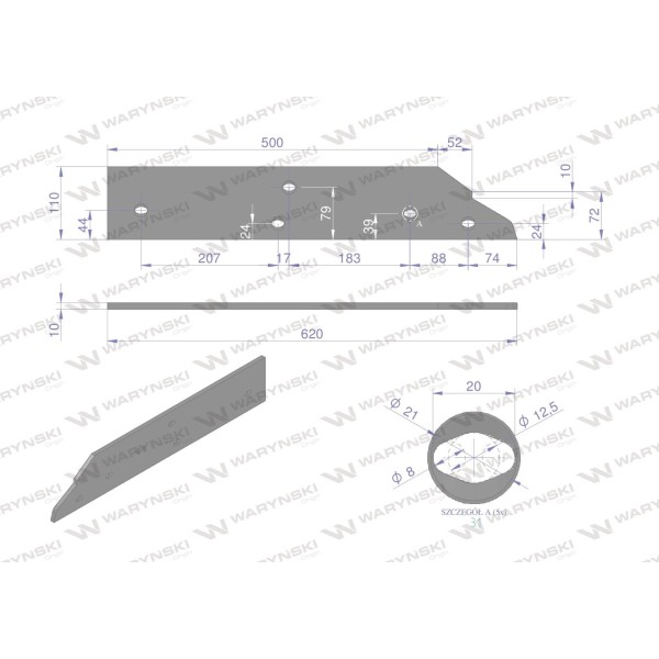Płoza długa lewa zastosowanie Kuhn 279131 stal | Exvi