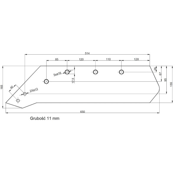 Eurolemiesz lewy 18" Kverneland Vulcan RM-073007 | Exvi