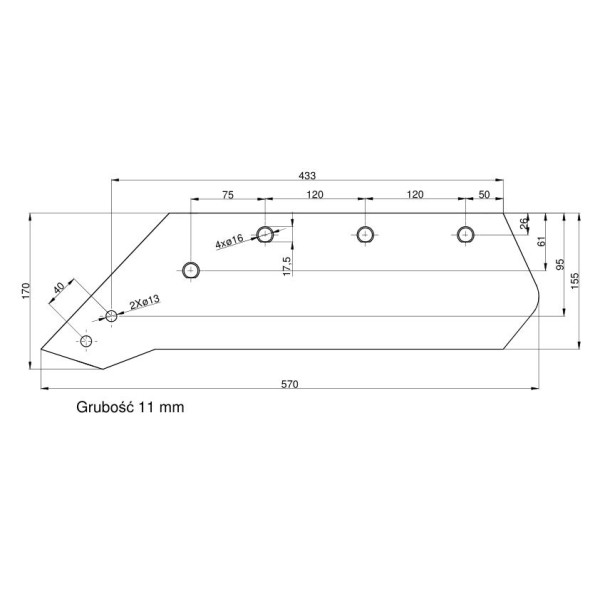 Eurolemiesz lewy 16"Kverneland Vulcan RM-073057 | Exvi
