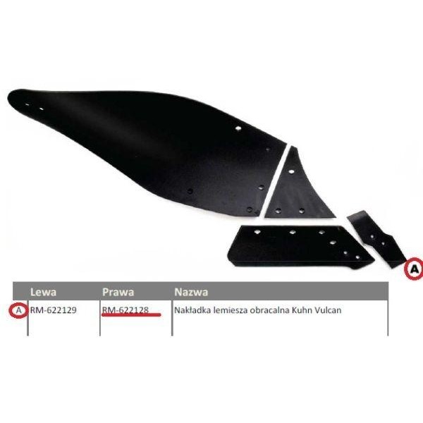 Dłuto, nakładka lemiesza obracalna prawa RM-622128 | Exvi