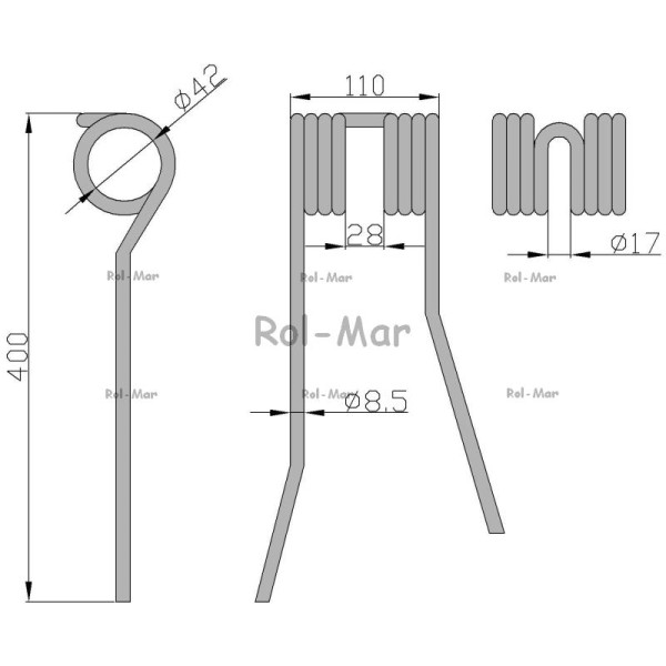 Palec prawy szeroki PZ-110 Przetrząsarka 5275130030 | Exvi