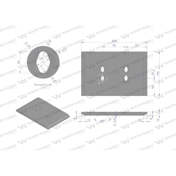 Nakładka płozy zastosowanie 41659428909 Overum stal | Exvi