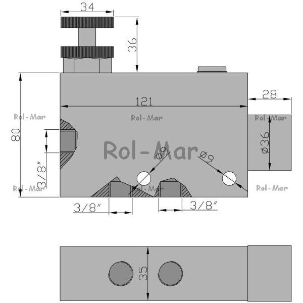 Regulator przepływu 3/8" przepustowość 50L V1060 | Exvi