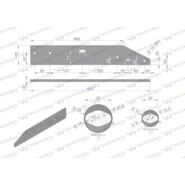 Płoza lewa zastosowanie 41659460509 Overum stal | Exvi