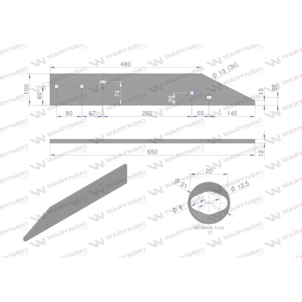 Płoza lewa zastosowanie 41659609509 XU Overum stal | Exvi
