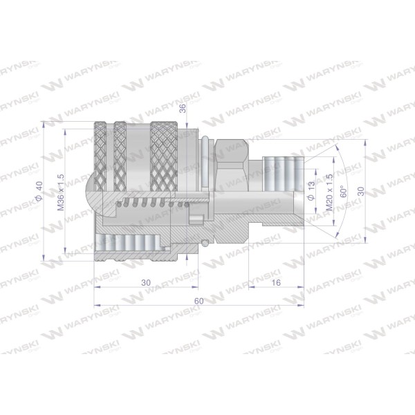 Zawór wtyczka M20x1.5 skręcane (ZSR6M20WTK) WRSM20WT | Exvi