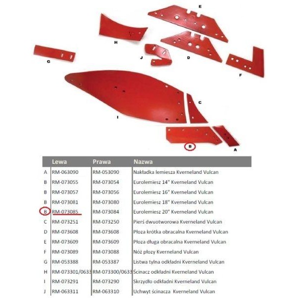 Eurolemiesz lewy 20" Kverneland Vulcan RM-073085 | Exvi